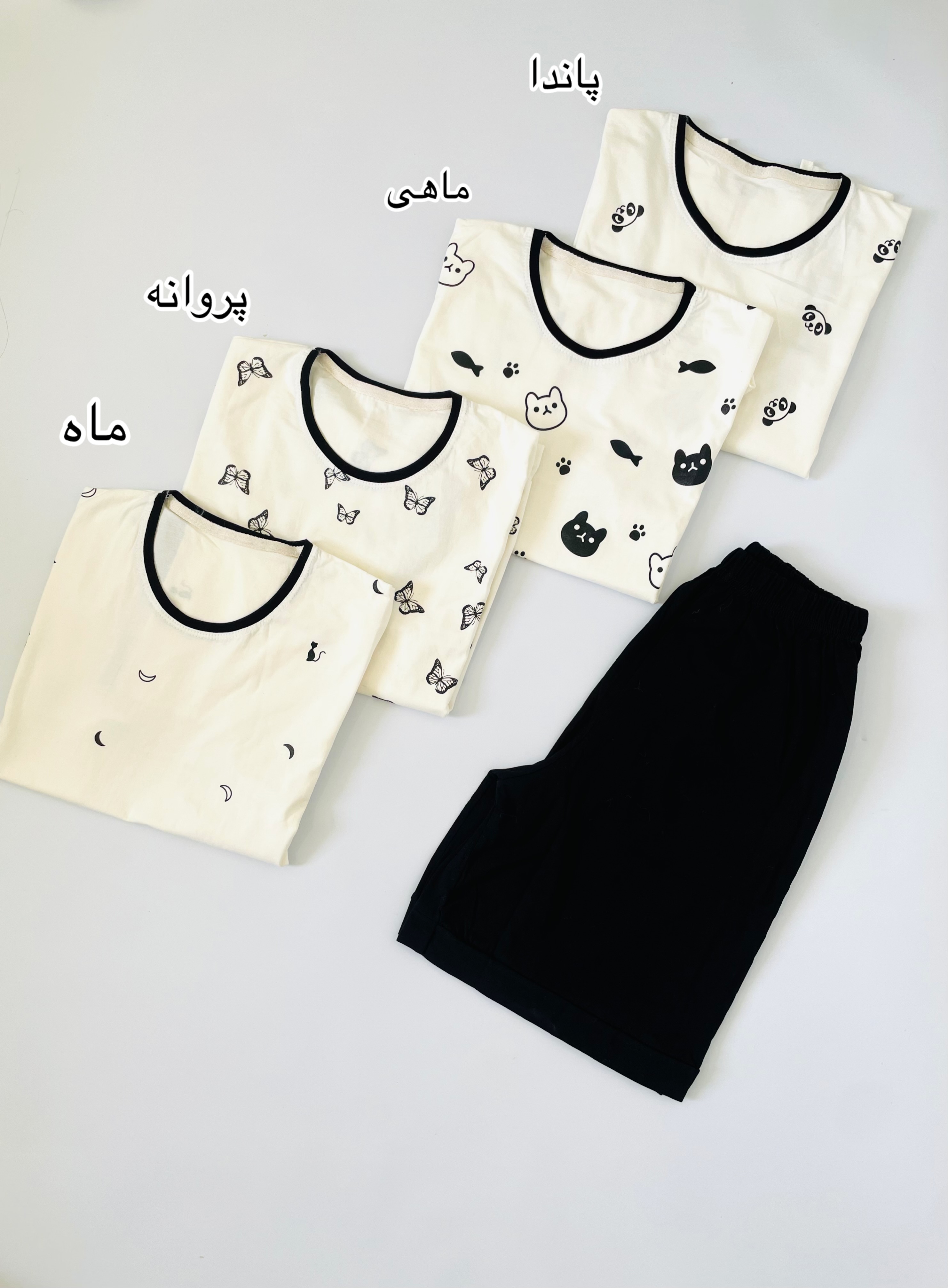 تیشرت شلوارک  سفید مشکی کد ۴۷۱